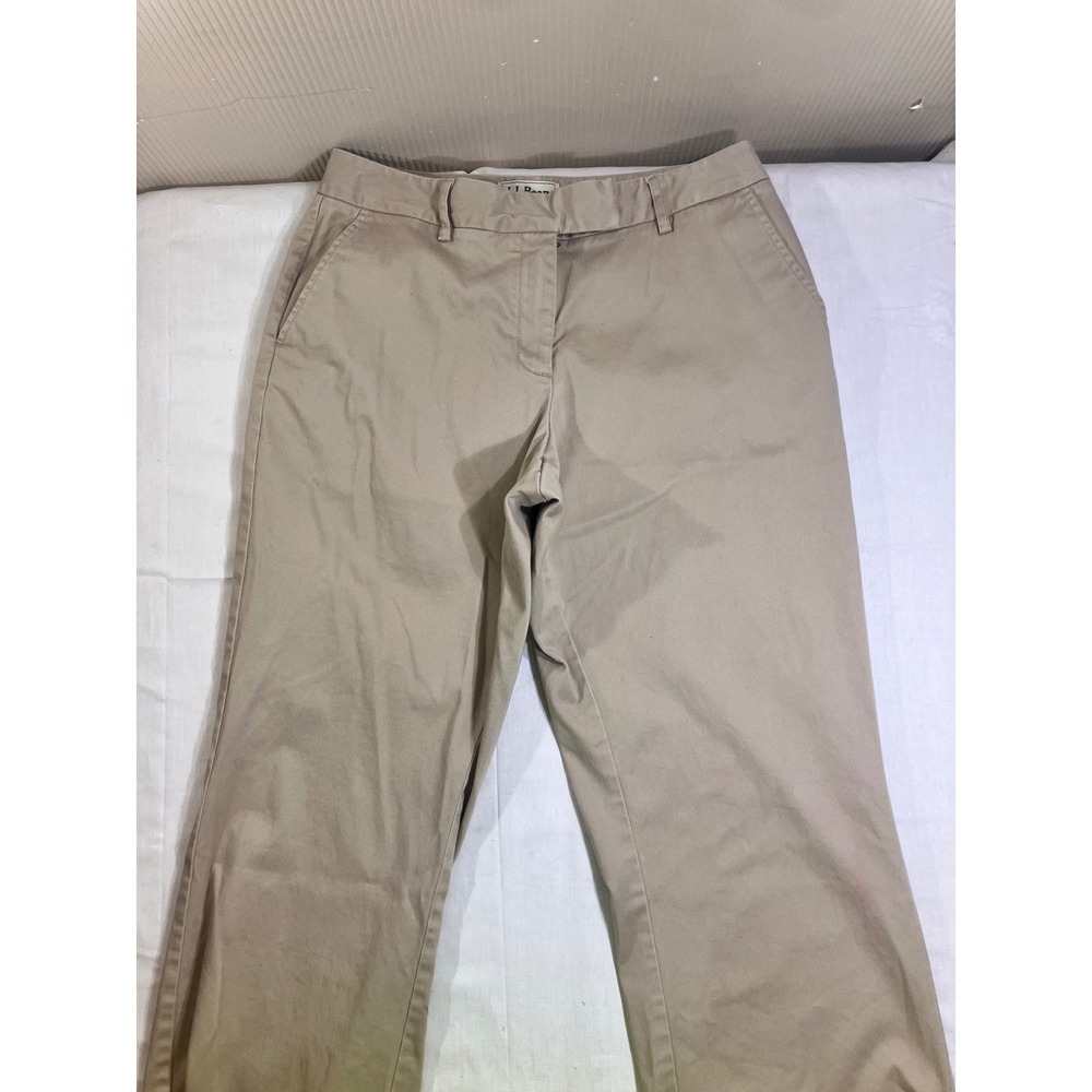 LL Bean Favorite Fit Curvy Chino Pants Womens 14‎ Reg Khaki Tan Straight Leg